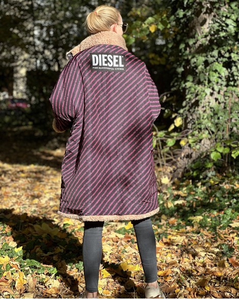 Kabát dámský Diesel hnědý  teddy oboustranný